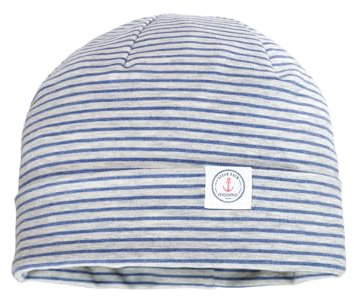 maximo GOTS Mini-Mütze, Umschlagrand Ringeljersey Made in Germany 49 Graumeliert-bluemeliert
