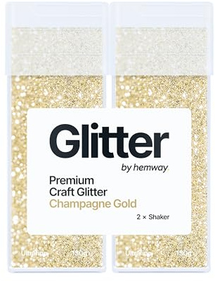 Hemway Craft Glitter Shaker Champagne Gold 130g x2 Pack Ultrafine | for Resin & Epoxy Crafts, Christmas Art Supplies, Nail, Body, Face, Eye, Festival, Crafting, Slime, Sparkle
