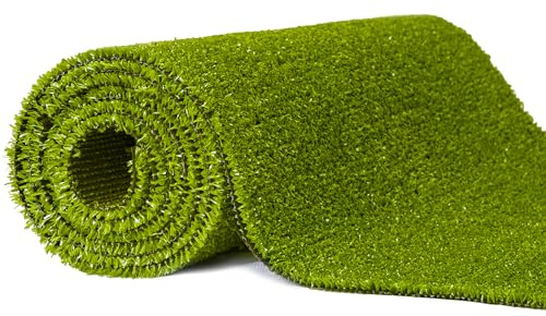 Mazovia Kunstrasen Rasenteppich für Garten Balkone Terrassen Wintergärten Biergärten - Höhe: 6 mm Meterware Wasserdurchlässig - Grün 100 x 450 cm