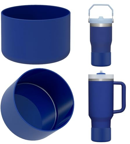 Linkidea - Pack de 2 fundas de botella compatibles con Stanley Quencher H2.0 de 20 oz, 30 oz y 40 oz, vaso IceFlow Flip de 20 oz y 30 oz, funda de silicona para la base de la botella (cobalto)