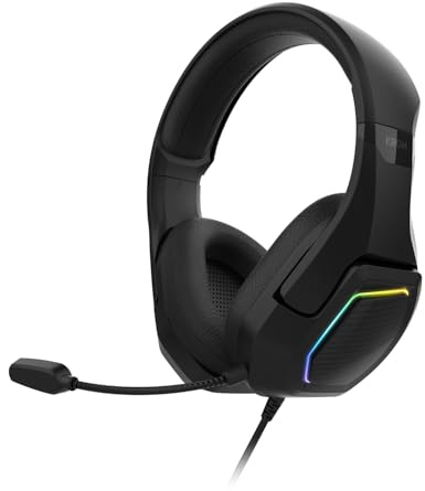 KROM KOPA 7.1 – USB-Gaming-Headset mit virtuellem 7.1-Sound, RGB-Rainbow-Beleuchtung, 50-mm-Treibern, omnidirektionalem Mikrofon, Lautstärke am Headset, verstellbarem Kopfband, Schwarz