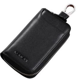 PORRASSO Estuches de Llave Cuero Clave del Coche Titular de la Caja Organizador de Llaves Portátil Key Case con 6 Ganchos para Hombres Negro B