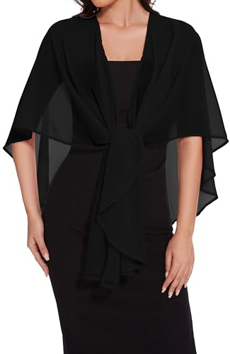 florynova Womens Chiffon Shawls And Wraps Elegant Scarf Wedding Cover Up | soft and lightweight, open front silky shawl, solid color, lovely sheer shrug for evening parties