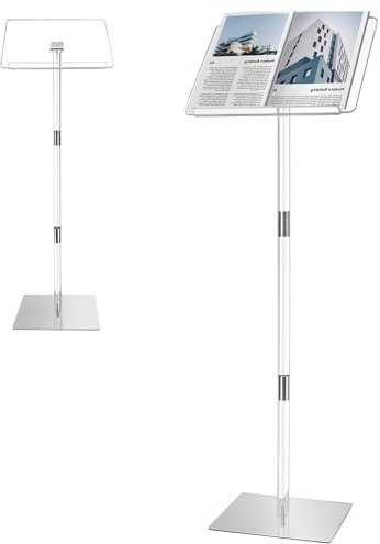 koretech Podiumständer, Rednerpulte & Podien, Acryl-Podium, tragbarer Podiumständer, verstellbare Winkel mit Metallbasis, Podium für Klassenzimmer, Kirche, Hochzeiten, Rede, 40,6 cm L x 30,5 cm B x