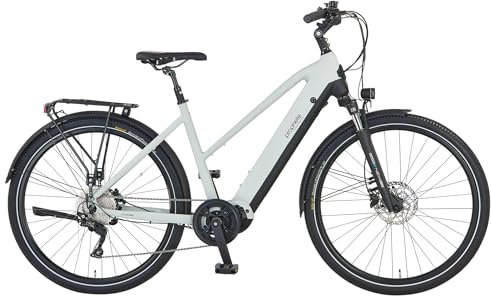 ROPHETE ENTDECKER 5.0 Damen Trekking E-Bike 28 – AEG 250W Mittelmotor, 220 km Reichweite, 10-Gang, Hydraulische Scheibenbremsen, LED-Beleuchtung, Integrierter Li-Ion Akku, Grau/Schwarz