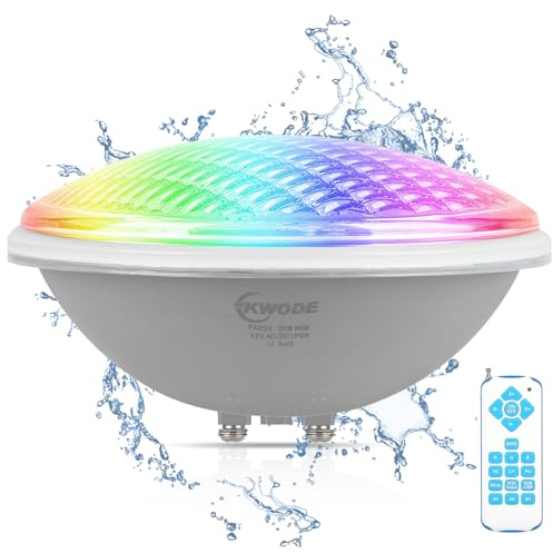 KWODE Luz de piscina LED par56, Luces de piscina RGB 20W, IP68 con control remoto, cronometrada 2/4/6H, foco submarino [12v AC/DC]