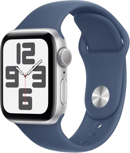 Apple Watch SE (2nd Gen) [GPS, 40MM] Case Argento in Alluminio con Cinturino Sport Blue Denim - S/M (Ricondizionato)