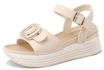 QUEEN HELENA Kvinnor Casual Strap Plateau Sandaler X32-225, Beige, 40 EU