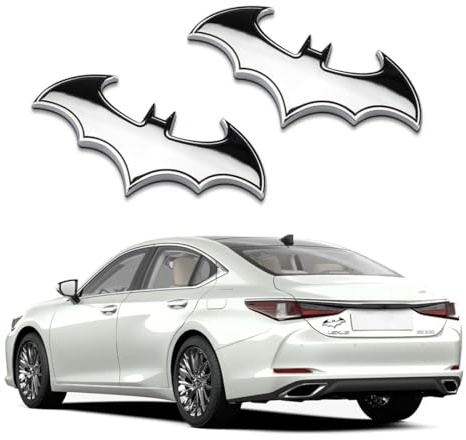 NOPKESV 2 Pcs 3D Stainless Steel Bat Car Emblem Decal Badge, Emblem Fledermaus Kunststoff mit Schaumstoff-Kleberückseite