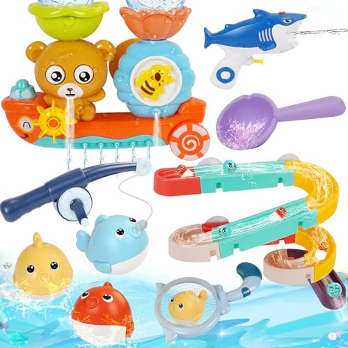 Mekkyes Giocattoli da Bagno per Bambini, Giochi Bagnetto per Bambini 1 2 3 4 Anni, Giochi Doccia per Vasca Da Bagno, Giochi Acqua, Giocattolo Che Nuota per Neonati Ragazzi Ragazze Season Compleanno