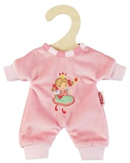 Heless 9581 - Puppen-Strampler Prinzessin Emily, in Rosa, mit Prinzessinnen Bestickung, für Puppen und Kuscheltiere der Größe 20 - 25 cm