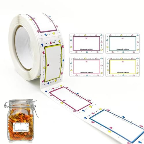 Lxtness Marmeladen Etiketten Selbstklebend, 250 Stück Etiketten zum Beschriften, Klebeetiketten, Marmeladen Etikette für Gläser, Marmelade, Flaschen, Tüten Aufkleber (25x45mm)