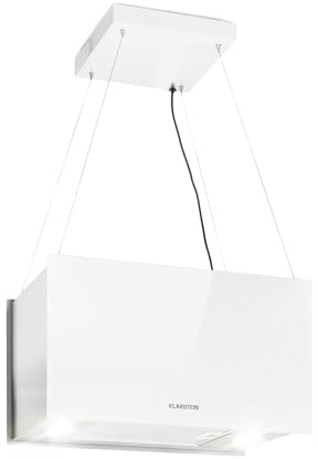 Klarstein Hanging Island Cooker Hood, Extractor Fan for Kitchen Islands, 590m³/h Airflow, Timer, Adjustable Kitchen Extractor Fan with Modern Design, 3 Mode Cooker Hoods, Activated Carbon Filters