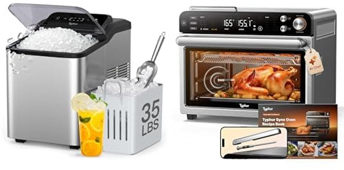 Bundle of Typhur Fast Nugget Ice Maker Countertop with Self-Cleaning Pump + Typhur Sync Oven with Smart Wireless Meat Thermometer Probe