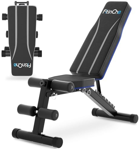 FitinOne Adjustable Weight Bench, 660LBS Foldable Workout Bench for Home Gym, Incline Decline Flat Bench Press with Quick Folding & Fast Adjustment