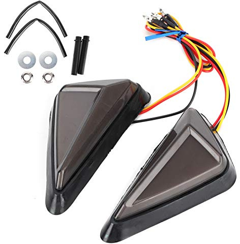 Qiilu Clignotant de moto, 2 pièces universel en forme de L indicateur LED triangulaire moto clignotant lampe équitation lumières(Bleu jaune)