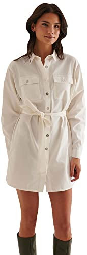 NA-KD Abito Camicia con Cintura Vestito Casual, Ecru, 76 Donna