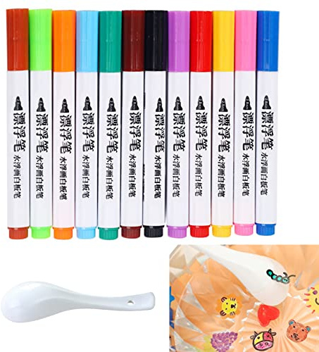 12 Penna Magica per Pittura ad Acqua, Pennarelli Gesso Liquido Cancellabili, Pennarelli per Disegnare Scarabocchi con Cucchiaio, per Graffiti, Scrittura, Lavagna, Vetro, Vestiti