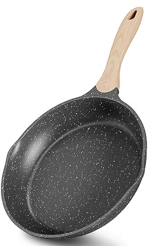 JEETEE Poêle À Frire 24 cm, Poele Induction Avec Revêtement En Granit Suisse, Poêle À Frire Antiadhésive Avec Poignée Résistante À La Chaleur, Convient Pour Toutes Les Cuisinières, Sans Pfoa, Gris