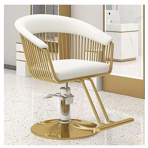AG-HJMJP Barber Chair for Home And Professional Hair Salon, White, Contemporary Style, 360 Degree Swivel And Adjustable Height, Ergonomic Design, Faux Leather Upholstery