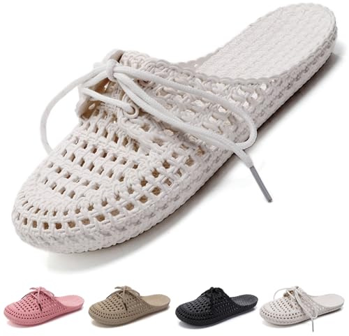 VEXITO Chausson Claquette Femme Été Sabots Sandales Pantoufle Plastique Chaussure Antiderapante Legere Réglable Souple Jardin Douche Bride Piscine Mer Bain Plage Blanc Pointure 40 41 /250mm