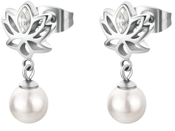 Brosway Orecchini Donna, Orecchini Pendenti in Acciaio e Cristalli con Simbolo Fiore | Collezione CHAKRA - BHKE178