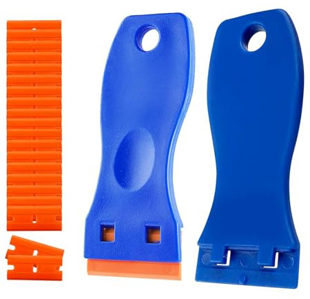 rasqueta vitroceramica,cuchilla vitroceramica,rascador vitroceramica no raya,rascador juntas azulejos-2 espátulas con 20 cuchillas para retirar pegatinas, pegatinas, etiquetas y ventanas