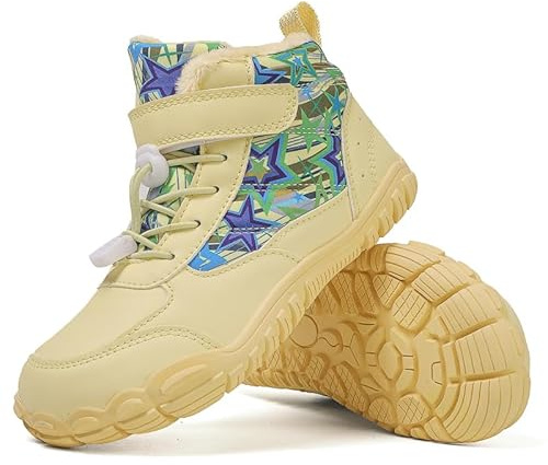 HICKMONBER Enfant Barefoot Bottes de Hiver Chaudes,Bottes de Neige Garçon Fille Confortables Doublure Chaude,Outdoor Trekking Garçons Botte Randonnée Anti-dérapant Imperméable Boots Gr.28-38 EU