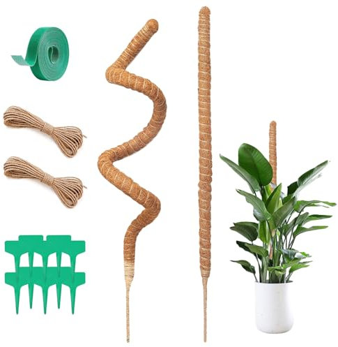 Forbabe 2 Stück Monstera Rankhilfe, 120cm Moosstab für Monstera, Kokosstab Monstera Biegbar Rankhilfe Zimmerpflanzen