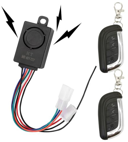 - Allarme con telecomando – Rumoroso – Anti furto – Sensore di movimento – Rilevatore di movimento, allarme portatile per veicoli elettrici | Allarme moto per scooter da 48 – 72 V, di