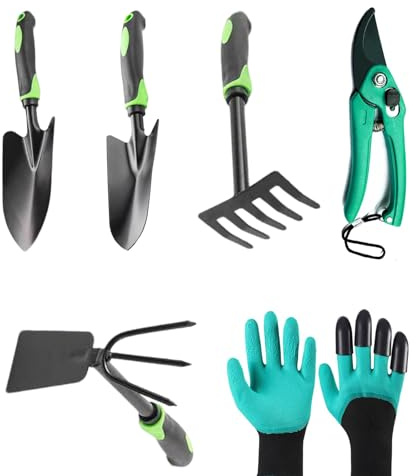 KATLKIU Set d'outils de jardinage 6 pièces pour Transplanter, ameublir le Sol et désherber, pour Les jardins, Les balconnières, Les parterres de Fleurs