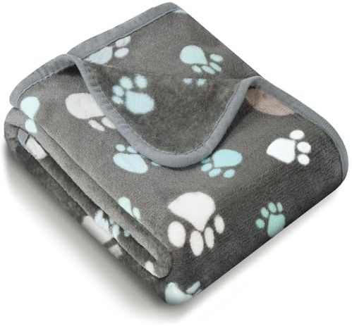 Vowanop Premium Soft Dog Blanket Washable, 40 x 32 Flannel Gray Dog Blanket for Small and Medium Dogs and Indoor Cats