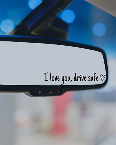 HUVZOR 4 Pezzi Passenger Adesivi Auto Divertenti I love you,drive safe,Specchio Esterno Ti Amo,Sticker auto Adesivi in Vinile di Alta Qualità per Specchietti e Finestrini con Design Unico(nero)