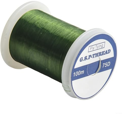 Fil de pêche à la mouche - 100 m - 75D - Matériau à base de plastique pour un emballage sécurisé des hameçons et des tâches de construction d'appâts (vert foncé)