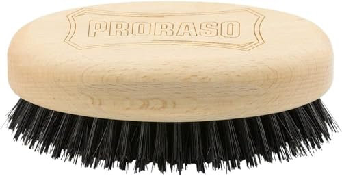Proraso Military Beard Brush, Detangling and Styling Hair and Beard Brush For Men, With Wooden Handle and Bristles, Perfect Grooming Gift for Men
