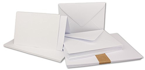 FarbenFroh® Lot de 25 cartes pliables avec enveloppes Blanc brillant/blanc cristal 14,8 x 10,5 cm