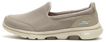 Skechers Women's GO Walk 5 Slip On Trainers, Taupe Textile Trim, 7 UK Wide