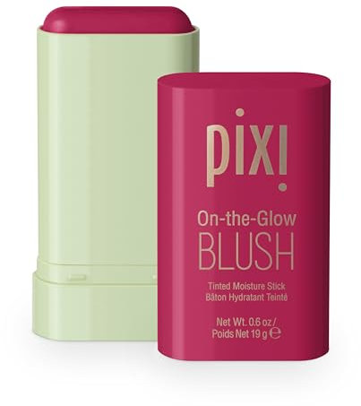 Pixi On-The-Glow Blush - Ruby, Hydrating Tinted Moisture Blush Stick With Ginseng, Aloe Vera & Fruit Extracts, For Cheeks & Lips, 19G 0.6Oz, Paraben-Free