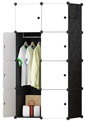 BRIAN & DANY 8 Cube Portable Wardrobe Closet, Modular Storage Organizer with Doors & 1 Hanger, 7cm Deeper Cubes for Larger Space