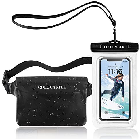 COLOCASTLE Bolsa Impermeable y Funda Impermeable Móvil, Bolsa Estanca Riñonera Impermeable Universal IP68 para Deportes Acuatica, Playa, Natación, Canotaje, Kayak, Surf etc