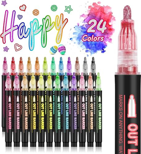 HIGSPE 24 Couleurs Stylo Paillette, Feutres Paillettes Cadeau Fille 4-12 Ans, Marqueur Magique Idee Cadeau Ado Fille, pour Dessin, Scrapbooking, Carte Cadeau, Loisirs Créatifs Fille