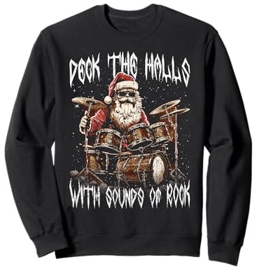 Décorez les couloirs avec un Père Noël Rock Drum Sweatshirt