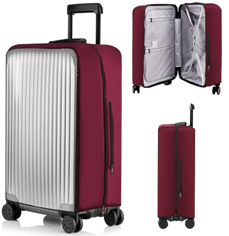 Veki Housse de Valise en PVC Transparent, Housse de Protection pour Bagages, Élastique Bagages Couverture, Housses Valise Protection de Voyage, Imperméable Trolley Case Cover (Rouge, 30 Pouce)