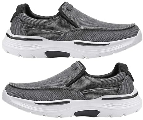 AZMAHT Ciabatte Ortopediche Uomo Scarpe da Uomo Scarpe Sportive Uomo Scarpe di Stoffa Mocassini Scarpe Slip-on Scarpe Uomo Senza Lacci Scarpe Uomo con Rialzo,Dark Gray,45/275mm