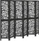 vidaXL Paravent 6-TLG., Raumteiler mit Faltdesign,Trennwand für Wohnzimmer Schlafzimmer Büro, Spanische Wand Sichtschutz, Schwarz Massivholz Paulownia
