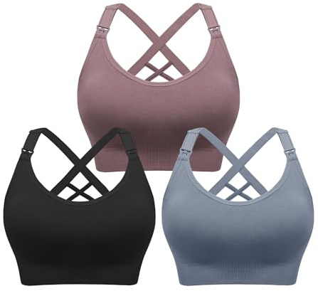 HBselect Women's Nursing Sports Bras Tank Maternity Bras Breastfeeding Bra | Nursing Bras for Breastfeeding Seamless Nursing Sports Bra Tank Support Yoga Maternity Bras Pregnancy Sleep Bralette Pack