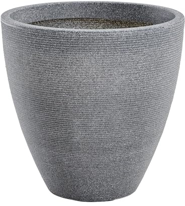 Muddy Hands Decorative Stone Effect Round Plastic Planter Bowl Indoor Home Outdoor Garden Flower Herb Tree Ornamental Plant Pot Water Feature (Ash, Extra Large)