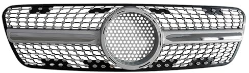 Calandres Calandre De Course Pour Mercedes Pour Benz W163 ML Classe 1999–2004 Grille Pare-choc Avant Voiture Avec Couvercle Anti-insectes(Argent)