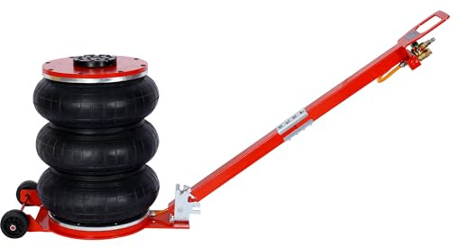 5 Ton/11000 LBS Air Jacks for Cars and Trucks, Triple Air Bag Jack with Adjustable Handle, Heavy Duty Airbag Jacks & Foldable Pneumatic Jack for Garages Repair, Lift Up to 15.5 Inch (Red+5T)