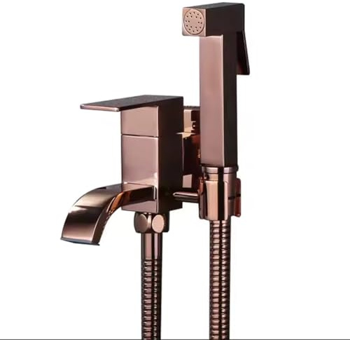 Premium Brass Handheld Bidet Faucet Set - Wall-Mounted Cold Water Bidet Douche for Bathroom Cleaning Pet Bathing Cloth Diapers - Titanium Finish Easy Installation